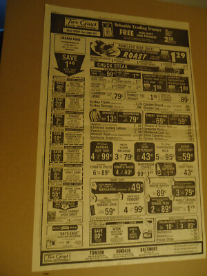 Two Guys Supermarket BALTIMORE MD 1973 newspaper ad