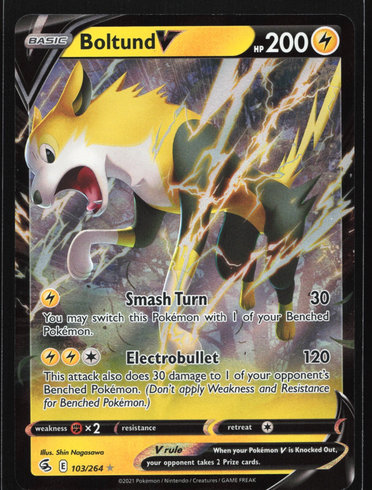 Pokemon Boltund V 103/264 Fusion Strike Ultra Rare Holo NM