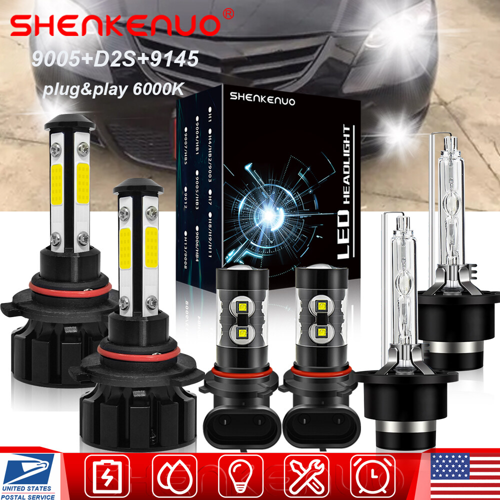for 2003- 2005 Mazda 3 9005 D2S H11 LED Headlight Hi/Lo + Fog