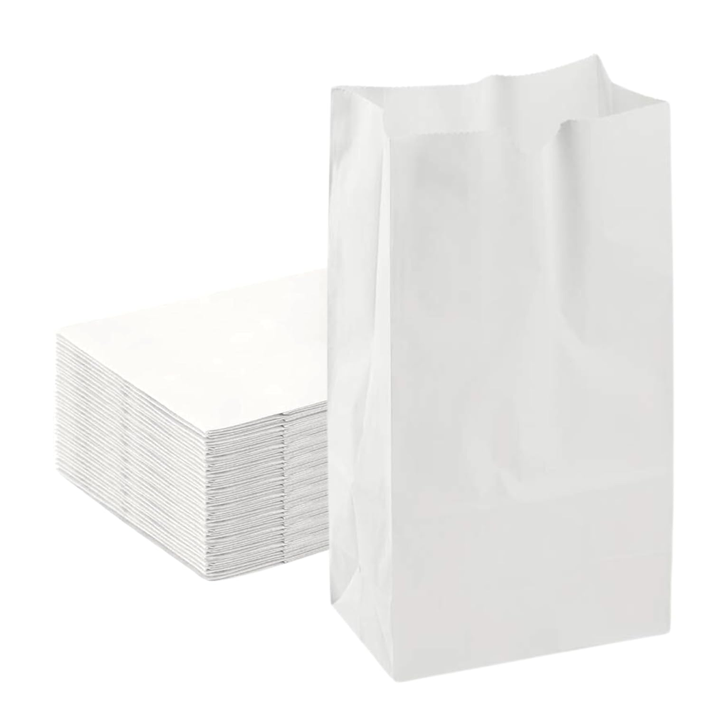 4Lb Kraft White Paper Bags - Pack of 50 Count (Kraft White Bag 4Lb-50Ct) White i