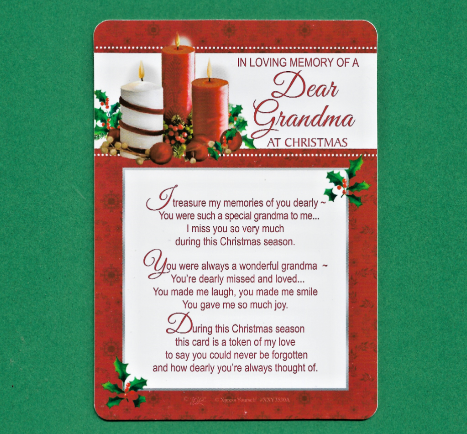 Grandma Christmas Graveside In Loving Memory Memorial Card Grave Remembrance