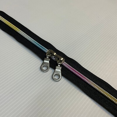 1 Stück 12 Zoll 30 cm lange Handtasche 0 Reißverschluss Regenbogen schwarz weiß Messing M1958