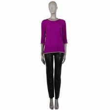 57016 auth ISABEL MARANT purple VARVIN EMBELLISHED 3/4 Sleeve Blouse Shirt 38 S