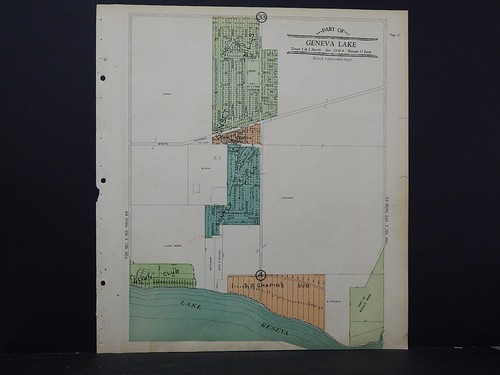 Wisconsin, Walworth County Karte, 1930 Geneva Lake M4#15