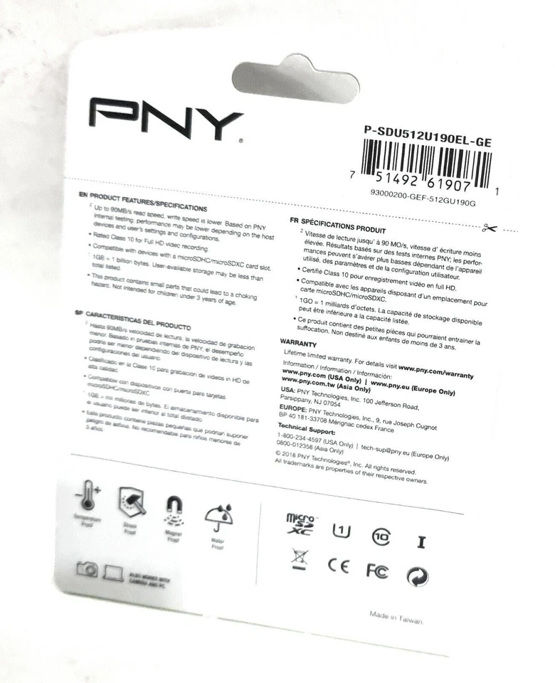PNY Elite memory card 512 GB MicroSDXC Class 10 UHS-1 Brand New Sealed - Image 2 of 2