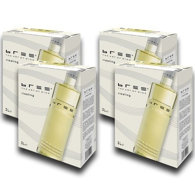 Bree Riesling QbA, feinherb, Bag-in-Box, sortenreines Weinpaket (4x3,0l)