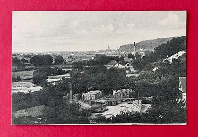 Postcard Bad Freienwalde around 1930 view from Schlossberg with wood storage area (181760