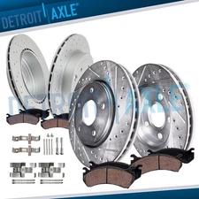 Front Rear Drilled Slotted Rotors Brake Pads Kit for 2018 - 2021 Subaru WRX STI