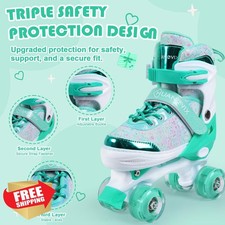 Huanovix Kids Roller Skates 4 Size Adjustable Light Up Wheels Youth Toddler