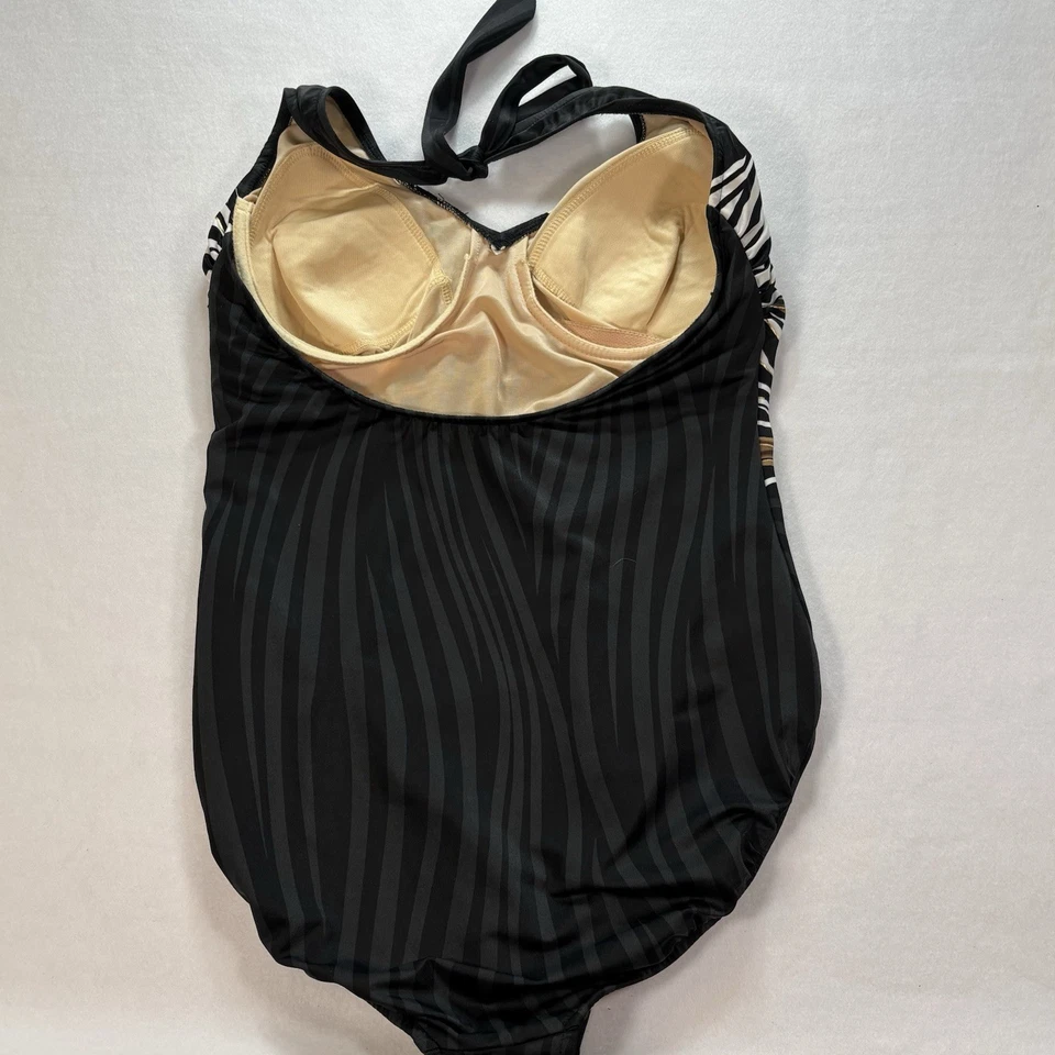 Traje de baño CAROL WIOR para mujer 14 una pieza negro con Safari Vibes sujetador con aros Foto 3 de 4