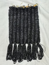 1920s Beaded Crochet Reticule Purse Body Charcoal Seed Bead Fringe Restoration