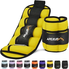 APEXUP 10lbs/Pair Adjustable Ankle Weights for Women and 10 lbs/Pair, Yellow 