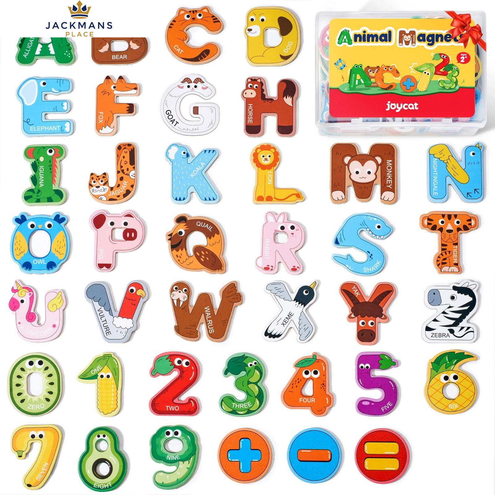 Joycat Wooden Alphabet & Number Magnets For Toddlers Animal Colorful Abc - Image 2
