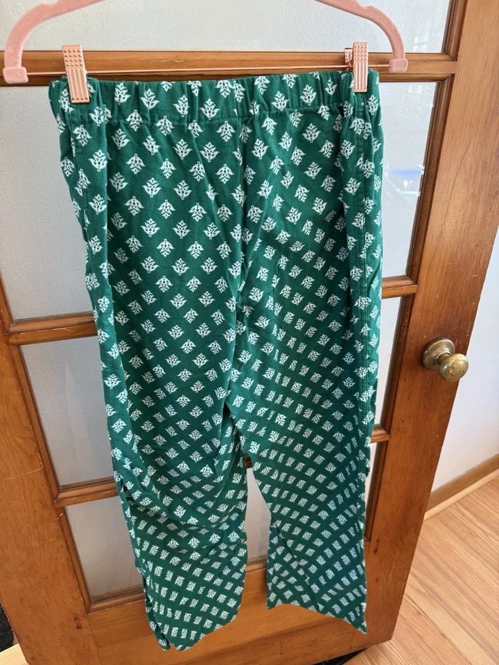 J.Crew пижамы брюки LP зеленый белый печать 100% хлопок шнурка гостиной Sleepwear - Изображение 3 из 4