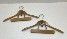 Vintage Wood Hanger Lot w Trouser Bar SETWELL closet pants clamp clothing wooden