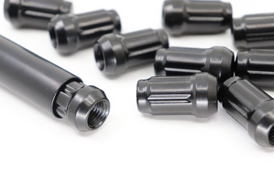 m12x1.5 Black 6-Spline Tuner Lug Nuts | 20 Lug Nuts + Key 
