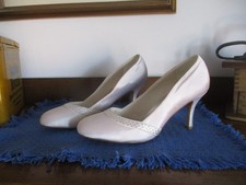 White Satin Heels with Rhinestone Embellishment High Heel Bridal Shoe