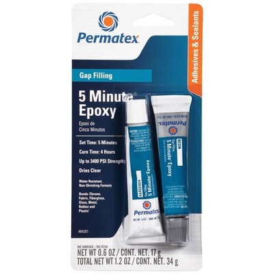 Permatex 84201; 5-Minute Epoxy, Gap Filling, General Purpose, 3400 psi Strength