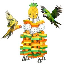 Large Wooden Bird Toys for Parrots, Cockatoos, Cockatiels, and Pineapple