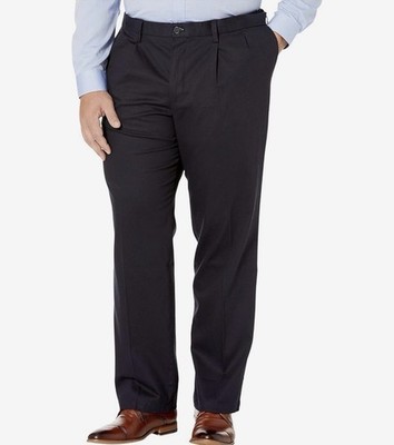 Dockers Classic Fit Signature Khaki Cotton Stretch Pants Pleated Navy Size 48x29