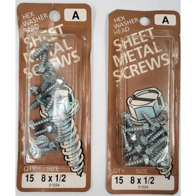 Midwest Fastener #8 X 1/2'' Sheet Metal Screws Hex Head Slotted 15 Pk Lot of 2