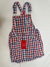 Vestido Oilily Druppel Delantero Rojo Blanco Azul Tejido Sarga Cuadros Nuevo con Etiquetas Talla 104 (4Y)