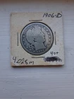 1906 D Barber Half Dollar - Good Condition In An Old Flip