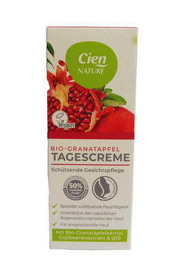 Cien Nature Bio-Granatapfel Tagescreme, schützende Gesichtspflege, 50ml