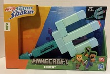 New in box Nerf Super Soaker Minecraft Trident Water Blaster Plunger Handle Kids