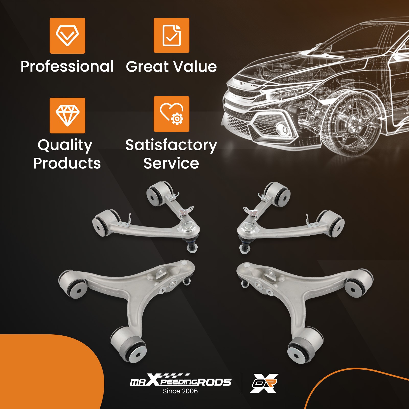 Front Upper Lower Control Arms For 2008-2013 Maserati Quattroporte GranTurismo