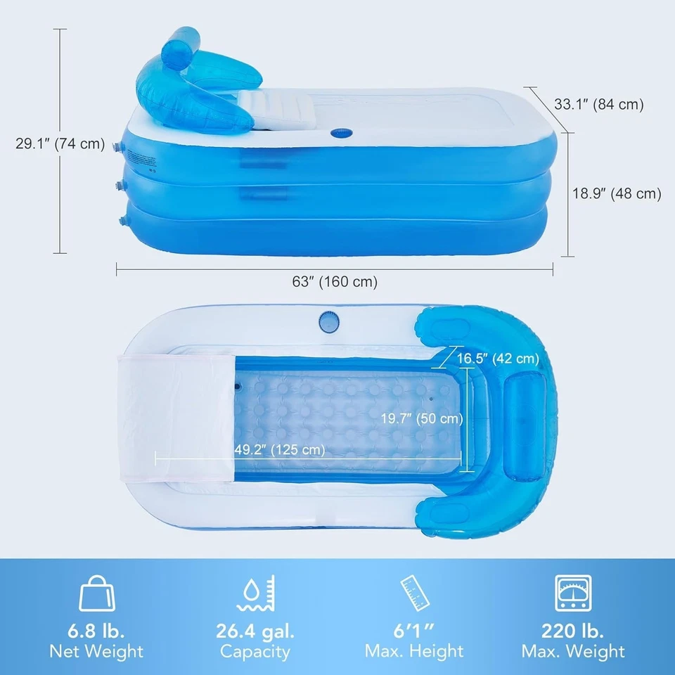 Compact Inflatable Bathtub with Electric Pump & Pillow - Portable Spa Relaxation - Image 4 of 4