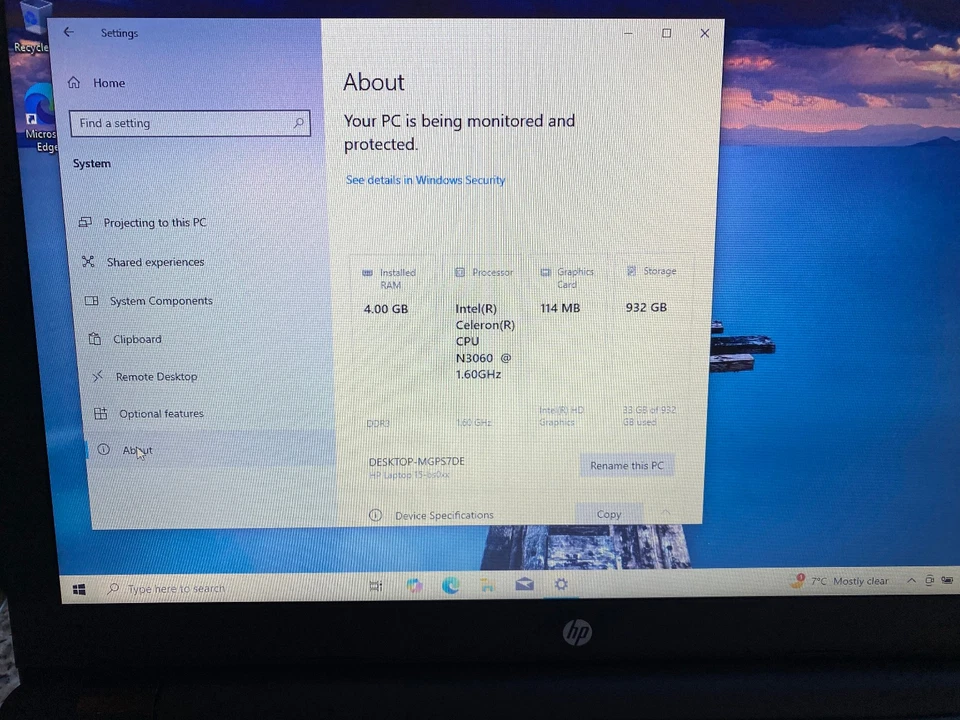 HP 15-BS046NA 15.6" LAPTOP INTEL CELERON N3060 1TB HDD 4GB RAM NO CHARGER - Image 4 of 4