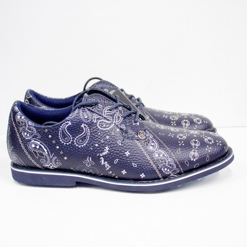 G/FORE Bandana Gallivanter Scarpe da Golf Blu Paisley Pelle Impermeabili Taglia 7,5 - Foto 4 di 12