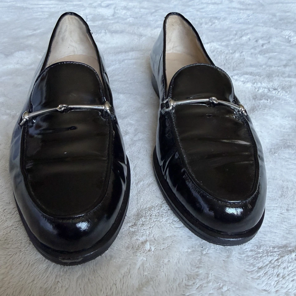 Geniune GUCCI Womens Black Patent Leather Slim Horsebit Loafers Sz 8B - Image 2 of 4