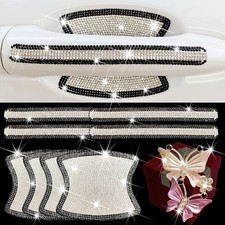 Rhinestone Car Door Handle Stickers 8PCS Crystal Bling Anti Scratch Universal