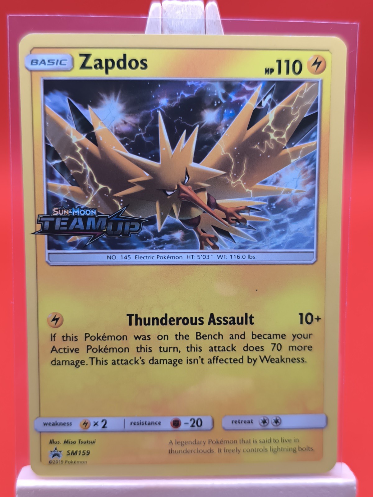 Zapdos SM159 Team Up Holo Rare Prerelease Promo Pokemon Card