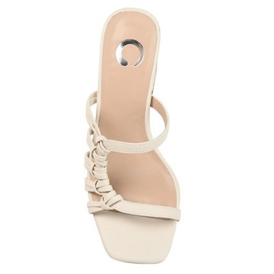 Journee Ivory Strappy Block Heel Sandals Womens 11 Flattering Curve Low Heel NEW