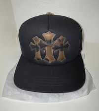 Chrome Hearts Cemetery Triple Cross Camo Patch Trucker Hat Black Brown Snapback