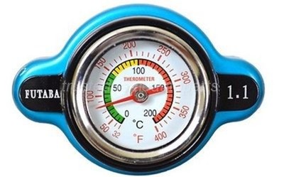 Radiator Cap 16 PSI Pressure Rating Futaba With Temperature Gauge 10233