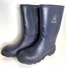 Kamik Rain Boots Boys Youth Size 2 Navy Blue Pull On Rubber