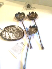 MICHAEL ARAM VINTAGE XLNT 3 SERVING SPOONS 13” PLUS SPOON REST EMILIA CASTILLO