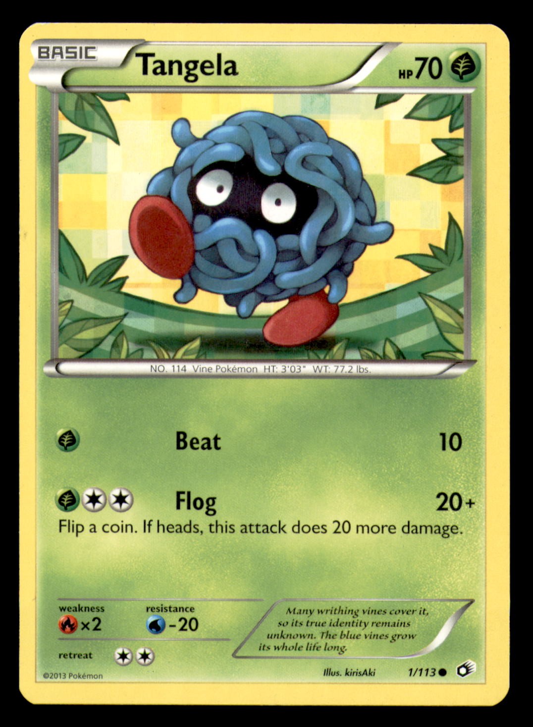 Tangela 1/113 Common Legendary Treasures Pokemon Lightly Played