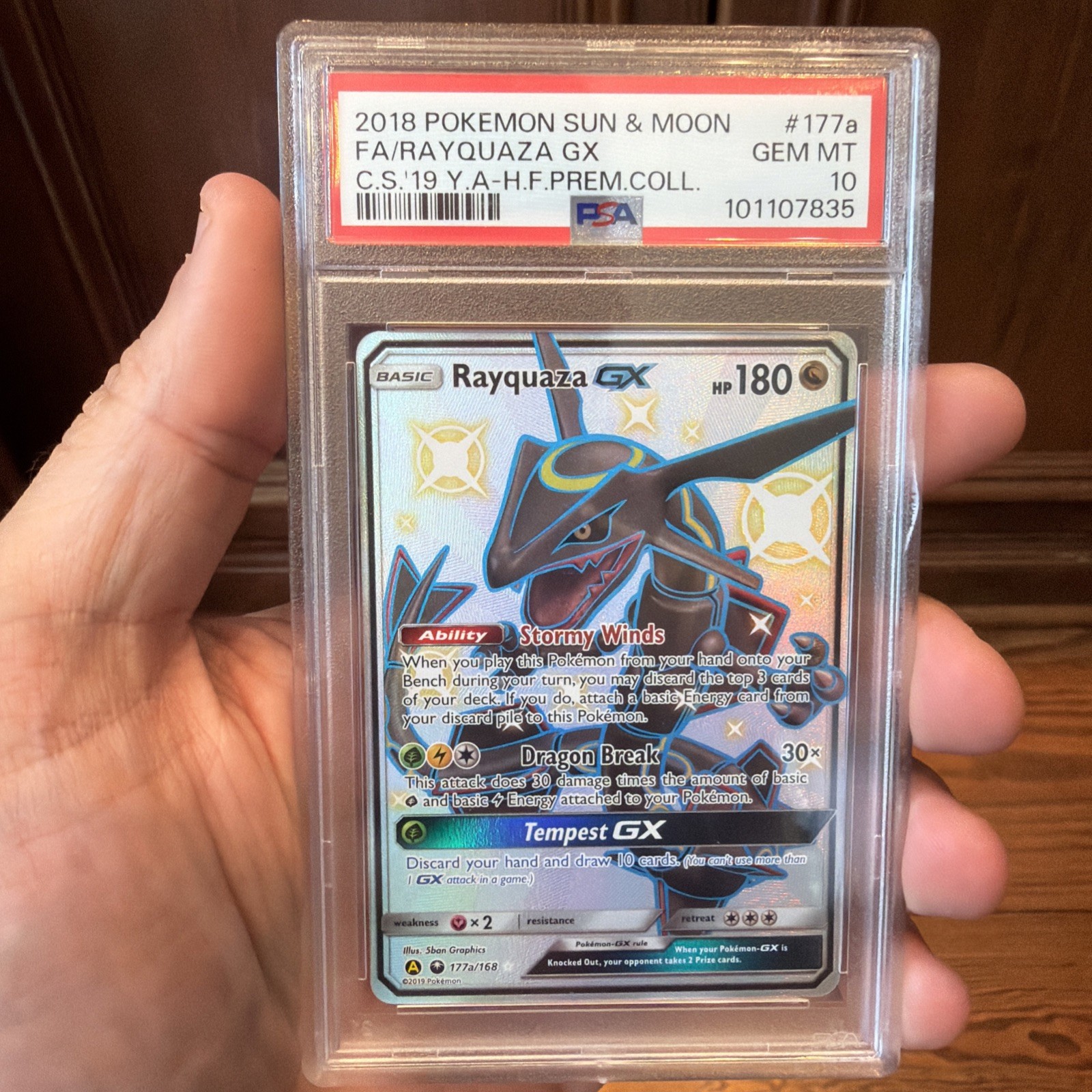 Pokemon PSA 10 Shiny Rayquaza GX 177a/168 Hidden Fates Premium Coll. Promo Card