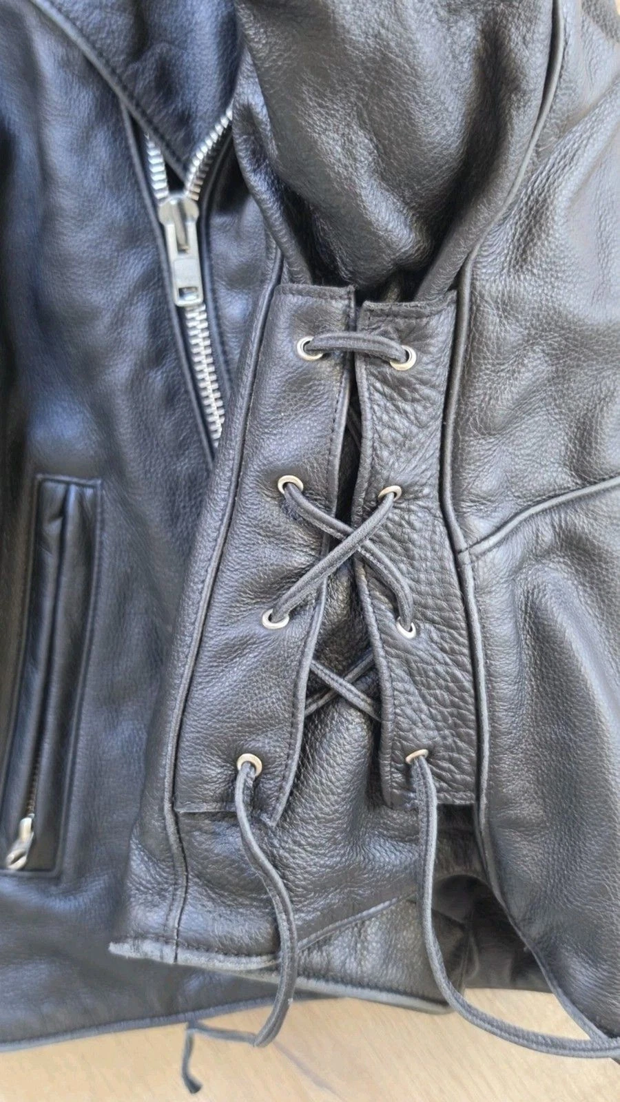 Vintage Indian Motorcycle Leather Jacket Mens L Black Side Lace CA31466 Canada - product detail image 7