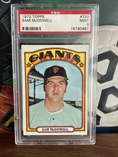 1972 Topps #720 Sam McDowell Giants PSA 9 Mint Centered