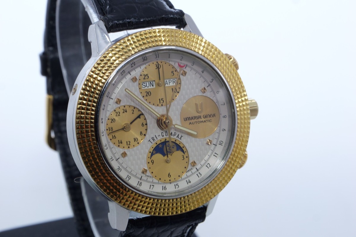 Universal Genève TRI-COMPAX SS / GOLD Chronograph watch. Ref