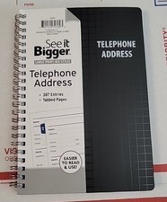 See It Bigger Telephone Address Book – Large Print,  Tabbed Pages, Black, Spiral