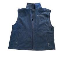COLUMBIA Fleece Vest, Sleeveless, Pockets, Full-Zip, Blue Men  s: XL
