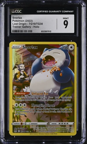 2022 Pokemon Lost Origin Snorlax #TG10 Trainer Gallery Holo CGC PSA 9