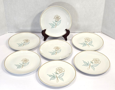 Easterling ROSE OF GOLD Bread and Butter Plates 6'' GERMANY Set of 7